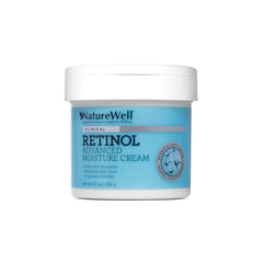 NATURE WELL Retinol Advanced Moisture Cream face application close-up shows smooth, balanced skin.