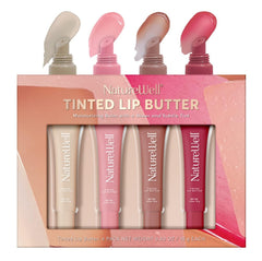Nature Well Tinted Lip Butter pack front shows four shades for everyday hydration.