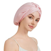 NatureKess mulberry silk bonnet pink full-view for overnight hair protection