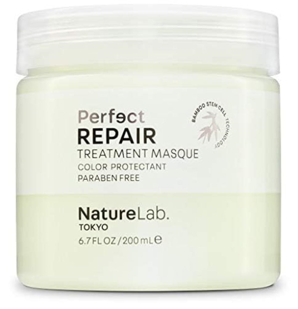 NatureLab.TOKYO Perfect Repair Masque jar closeup highlighting rich conditioning for dull hair