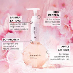 NatureLab.TOKYO Perfect Volume Shampoo highlights rice and soy proteins for stronger-looking strands.