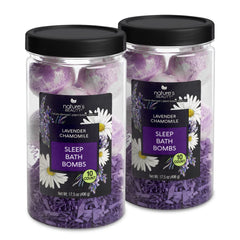 Nature's Beauty lavender chamomile sleep bath bomb set front view for a calming bedtime ritual