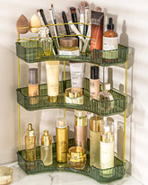Nature's Source makeup organizer 3-tier corner keeps vanity tidy and accessible.