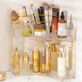 NATURE'S SOURCE makeup organizer corner assembly shows space-saving vanity storage.