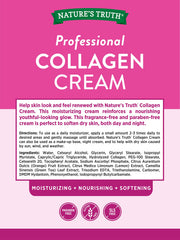 Nature's Truth Collagen Cream unscented label shows fragrance-free formula for sensitive skin.