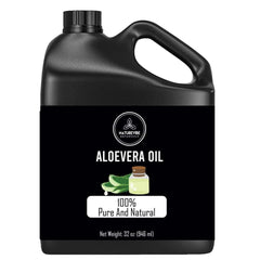 Naturevibe Botanicals Aloe Vera Oil 32 oz bottle for skin and hair care.