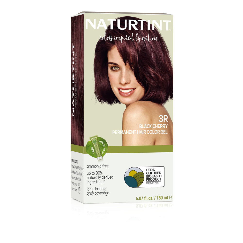 Naturtint 3R Black Cherry packaging shows ammonia-free, vegan color option.