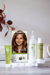 Naturtint 5GC Deep Cinnamon Chestnut application scene shows easy home color process
