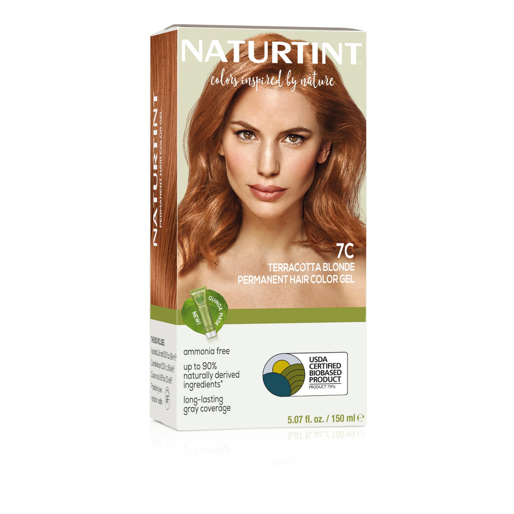 Naturtint 7C Terracotta Blonde bottle shows ammonia-free formula for at-home color