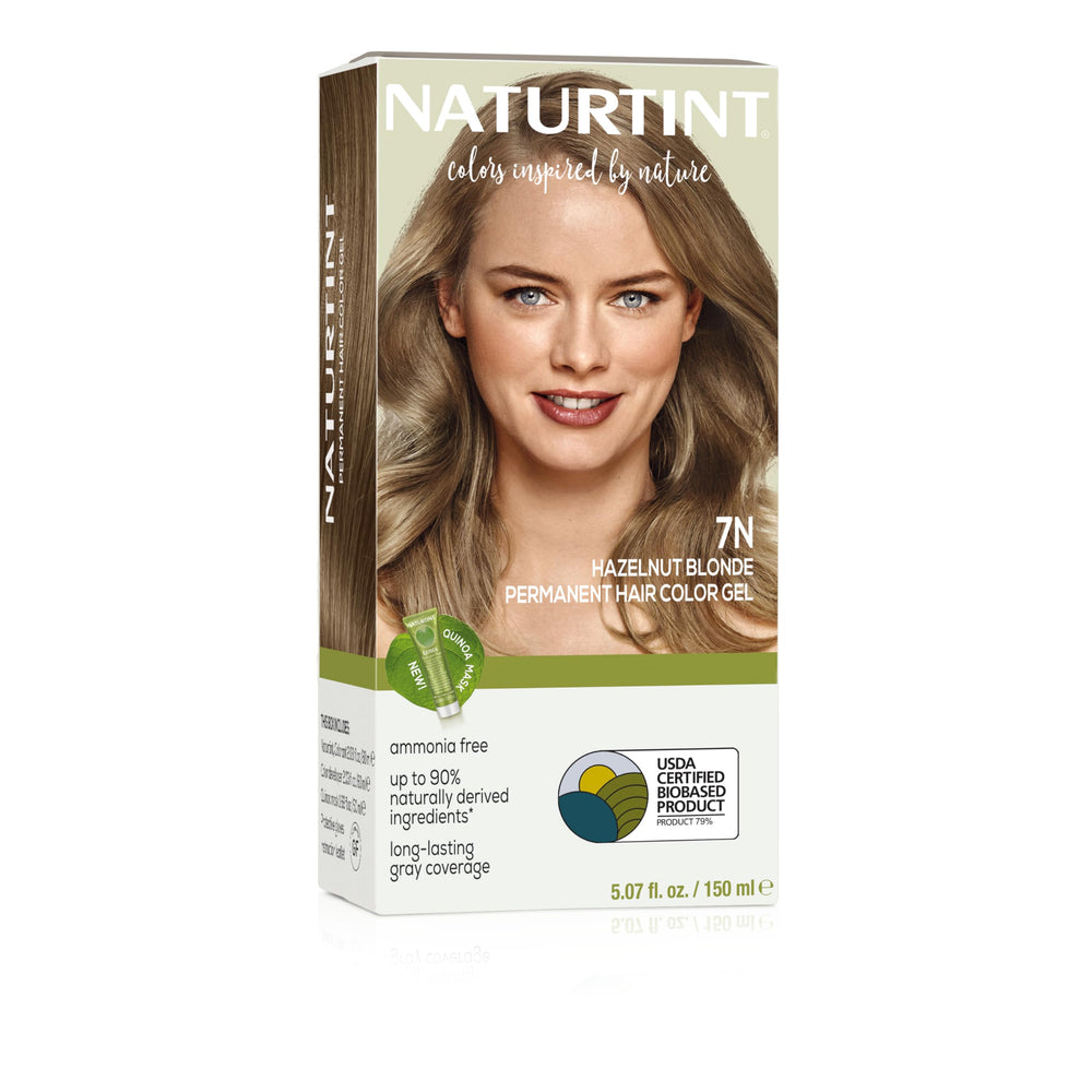 Naturtint 7N Hazelnut Blonde packaging—ammonia-free color for healthier-looking hair.