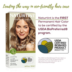 Naturtint 8N application tools image highlights a mess-free at home color process