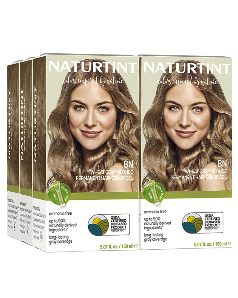 Naturtint 8N Wheat Germ Blonde pack image shows an ammonia-free color kit for home use