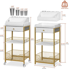 NauwaBarn makeup cart drawer open showing spacious drawer for serums