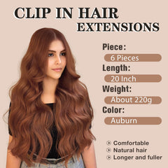 NAYOO Auburn clip-in weft 7-inch wide with four clips for secure placement.