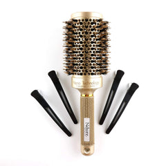 Ndure Beauty brush in use during blow drying for faster, even heat distribution