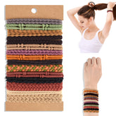 NEBURORA 28-pcs boho hair ties collection showing vibrant colors for daily outfits.