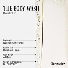 Nécessaire Body Essentials body lotion bottle-application captures peptide-rich formula for skin resilience.