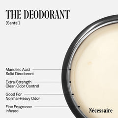 Nécessaire The Deodorant Santal cap close-up showing design and sandalwood scent.