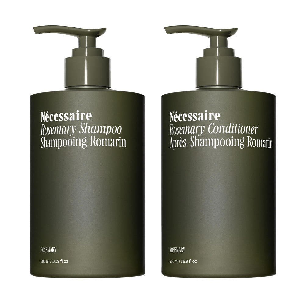 Nécessaire Rosemary Shampoo bottle showcases premium packaging for gentle cleansing across all hair types.