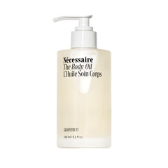 Nécessaire The Body Oil bottle closeup for easy daily moisturization.