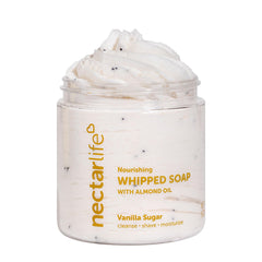 Nectar Life whipped soap vanilla-cream foam showcases spa-like texture for gentle cleansing