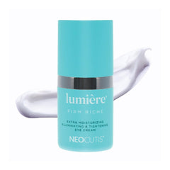 NEOCUTIS Lumière Firm Riche jar closeup shows rich texture for nourished under-eye skin.