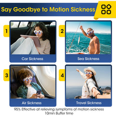 NEOISM anti-motion sickness glasses with easy-use design for quick relief during trips.