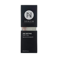 Nerium Night Cream bottle closeup showcasing peptide-rich formula for overnight hydration.