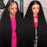 Nervoss deep-wave lace-front wig 30 inch with natural texture for versatile styling.