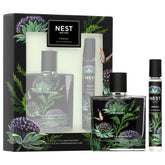 NEST New York Indigo EDP bottle with travel spray for on-the-go scent touchups.