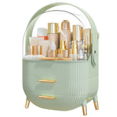 NestOrganix makeup organizer green cover keeps vanity cosmetics tidy and accessible.