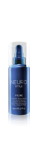 Neuro Prime HeatCTRL Blowout Primer bottle showcases sleek packaging for heat protection.