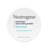 Neutrogena Hydro Boost powder jar close-up showing hydrated, natural finish.