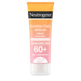 Neutrogena Invisible Daily Defense sunscreen bottle shown with clear, invisible protection.