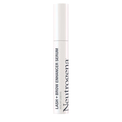 Neutrogena Lash + Brow Serum wand application shows easy nightly touch-ups for brows and lashes