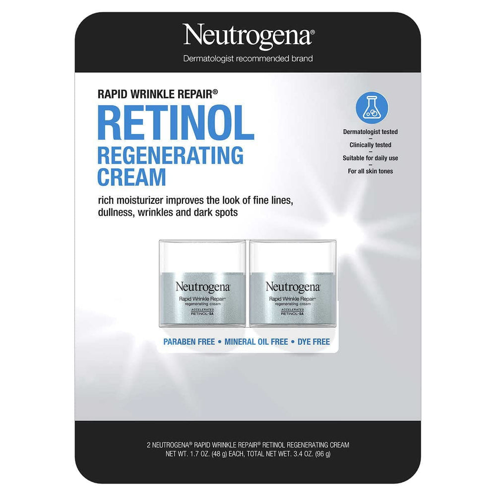 Neutrogena Rapid Wrinkle Repair jar closeup highlighting retinol moisturizer