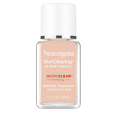 Neutrogena SkinClearing Oil-Free Makeup Soft Beige 50 bottle supports shine control for natural finish.