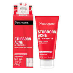 Neutrogena Stubborn Acne AM Treatment bottle front showing oil-free daytime care.