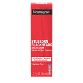 Neutrogena Stubborn Blackheads serum bottle, oil-free formula targets clogged pores for clearer skin.