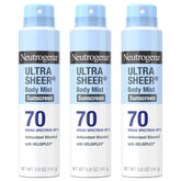 Neutrogena Ultra Sheer Body Mist front-pack showing lightweight SPF 70 protection