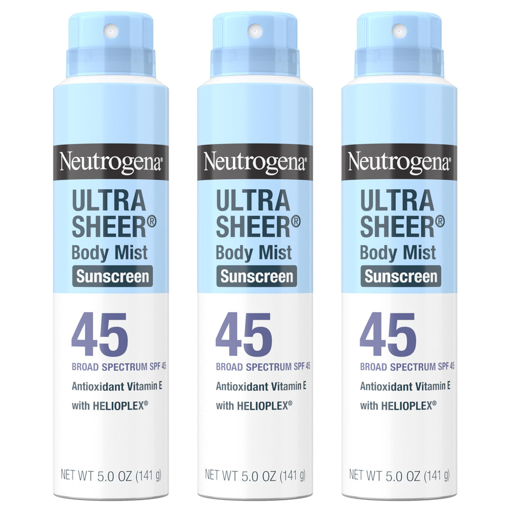Neutrogena Ultra Sheer Body Mist Sunscreen Spray SPF45 pack3 for convenient outdoor protection