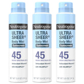 Neutrogena Ultra Sheer Body Mist Sunscreen Spray SPF45 pack3 for convenient outdoor protection