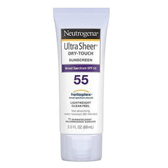 Neutrogena Ultra Sheer Dry-Touch sunscreen bottle with a matte finish for daily wear.