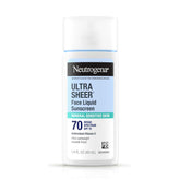 Neutrogena Ultra Sheer Mineral Face Liquid Sunscreen tube front provides everyday SPF 70 protection.