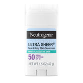 Neutrogena Ultra Sheer Mineral Sunscreen Stick application for easy SPF 50 on skin