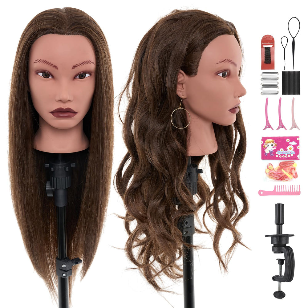 Neverland Beauty & Health 20-inch real-hair mannequin head for braiding practice and cosmetology training