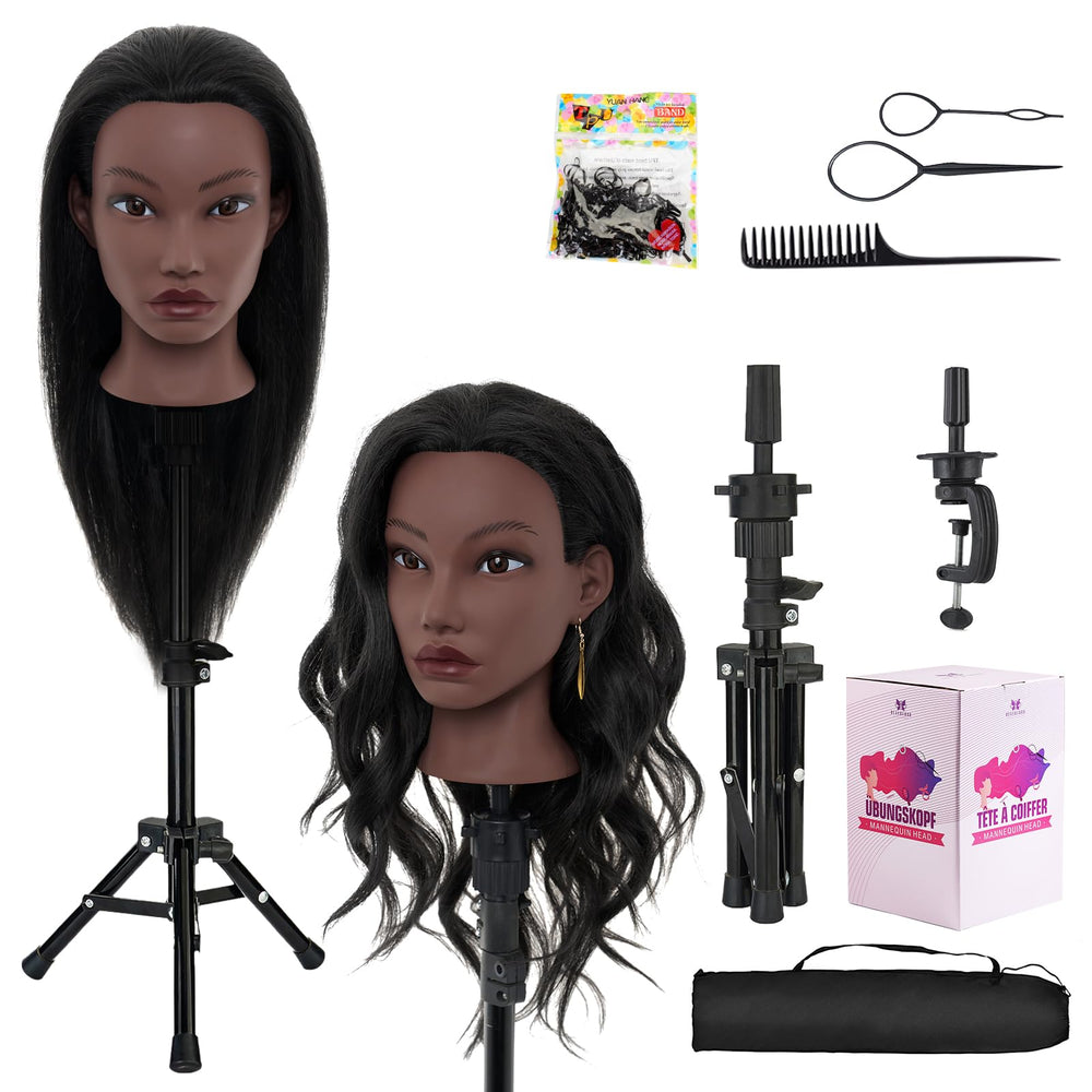 Neverland 20inch mannequin head with real hair and stand for braiding practice.