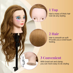 Neverland 28-inch head back view highlights dense hair for trims and shapes.
