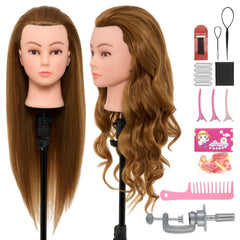 Neverland Beauty 28-inch mannequin head close-up shows realistic hair texture for precision styling