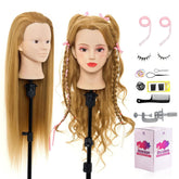 Neverland Beauty & Health 28-inch real-hair mannequin head front view for styling practice.